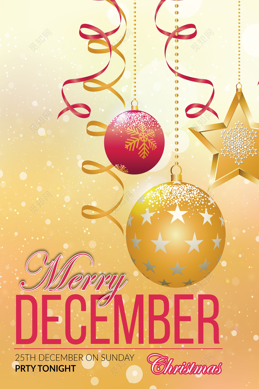 简约创意金色平安夜圣诞节促销海报