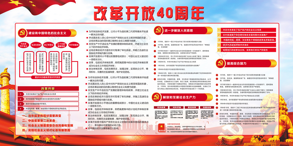 改革开放40周年同心共筑党建展板