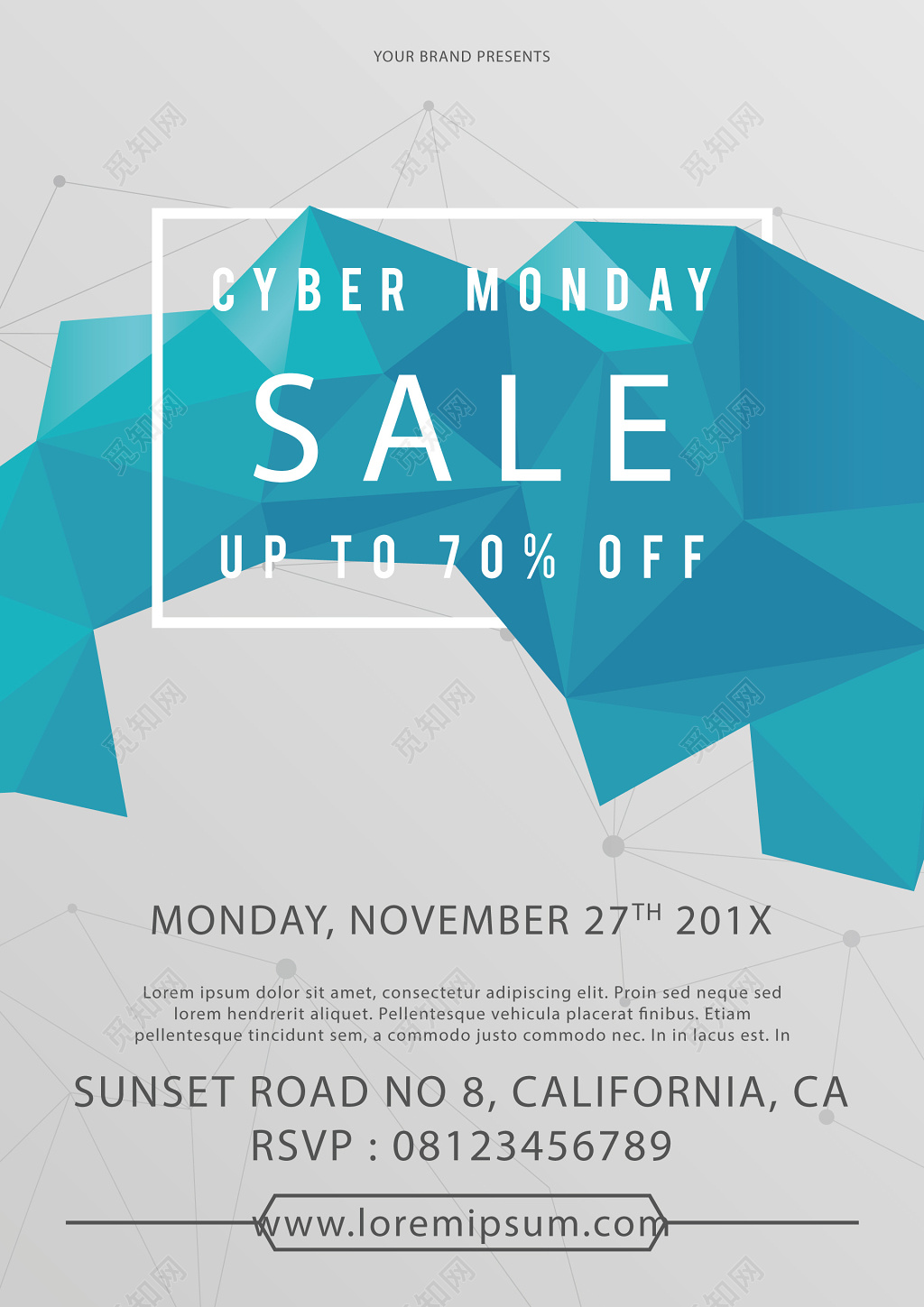 创意几何SALE特卖折扣英文海报