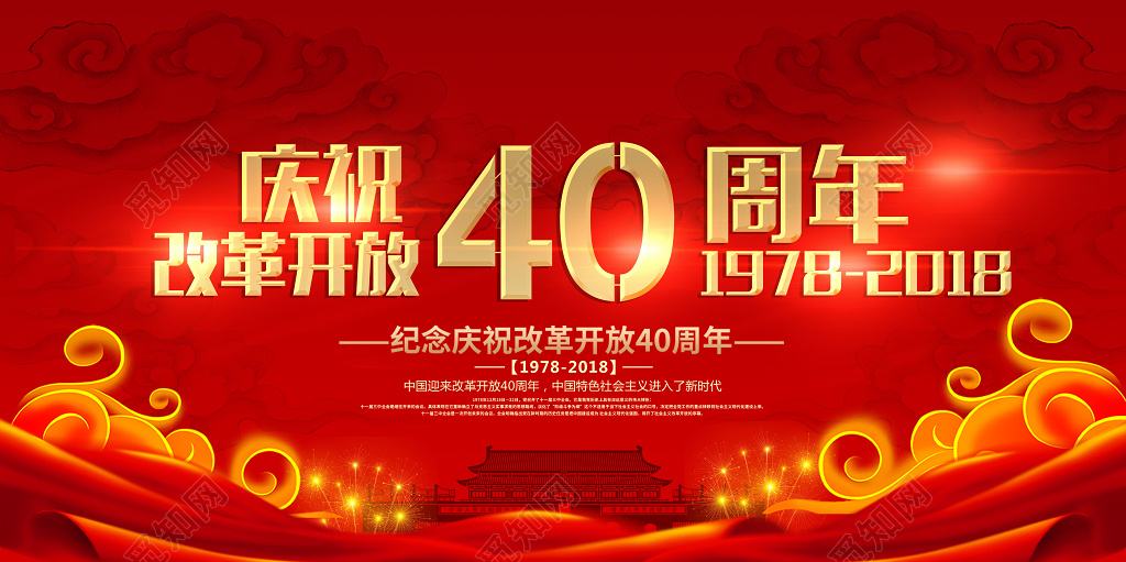 庆祝纪念改革开放40周年纪念展板设计