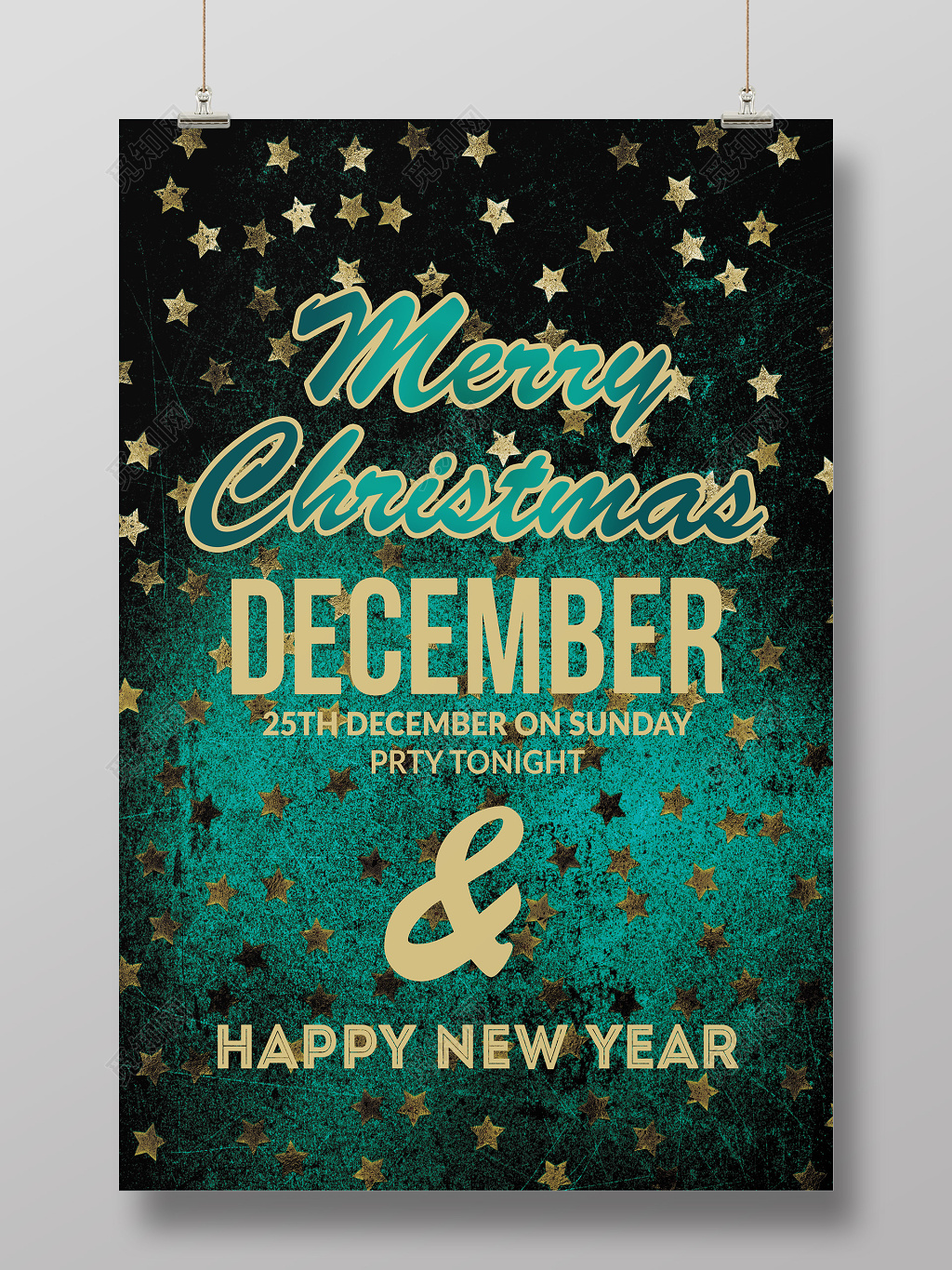 时尚创意深色平安夜圣诞节促销海报