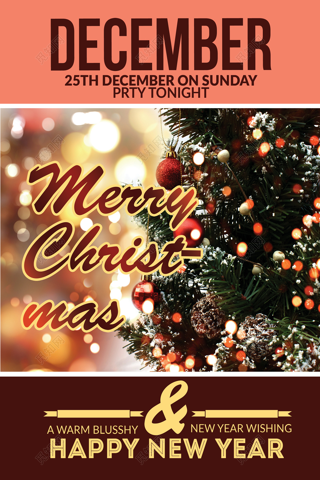 简约创意圣诞树平安夜圣诞节促销海报