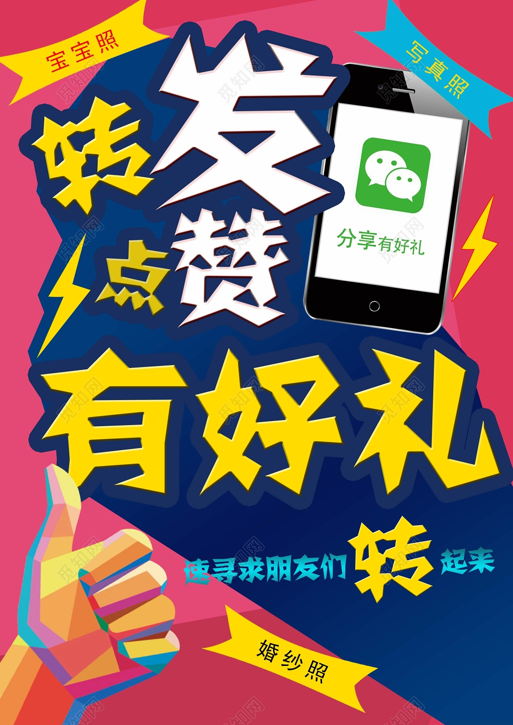 转发点赞微信有好礼海报模板