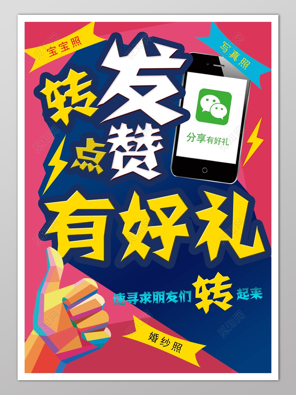 转发点赞微信有好礼海报模板