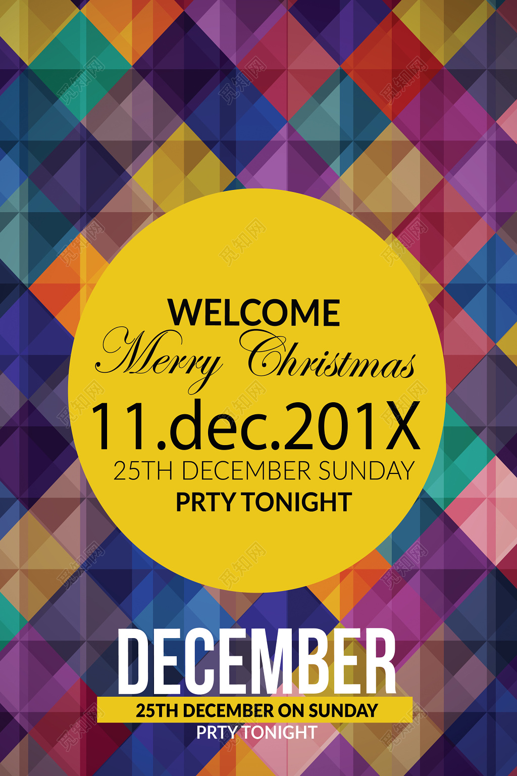 简约创意时尚彩色平安夜圣诞节促销海报