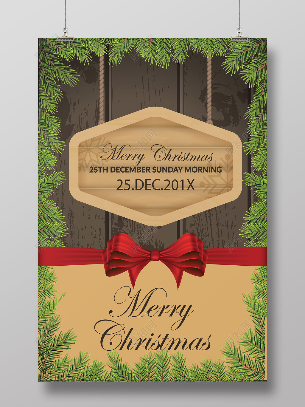 简约创意暗色贺卡平安夜圣诞节促销海报