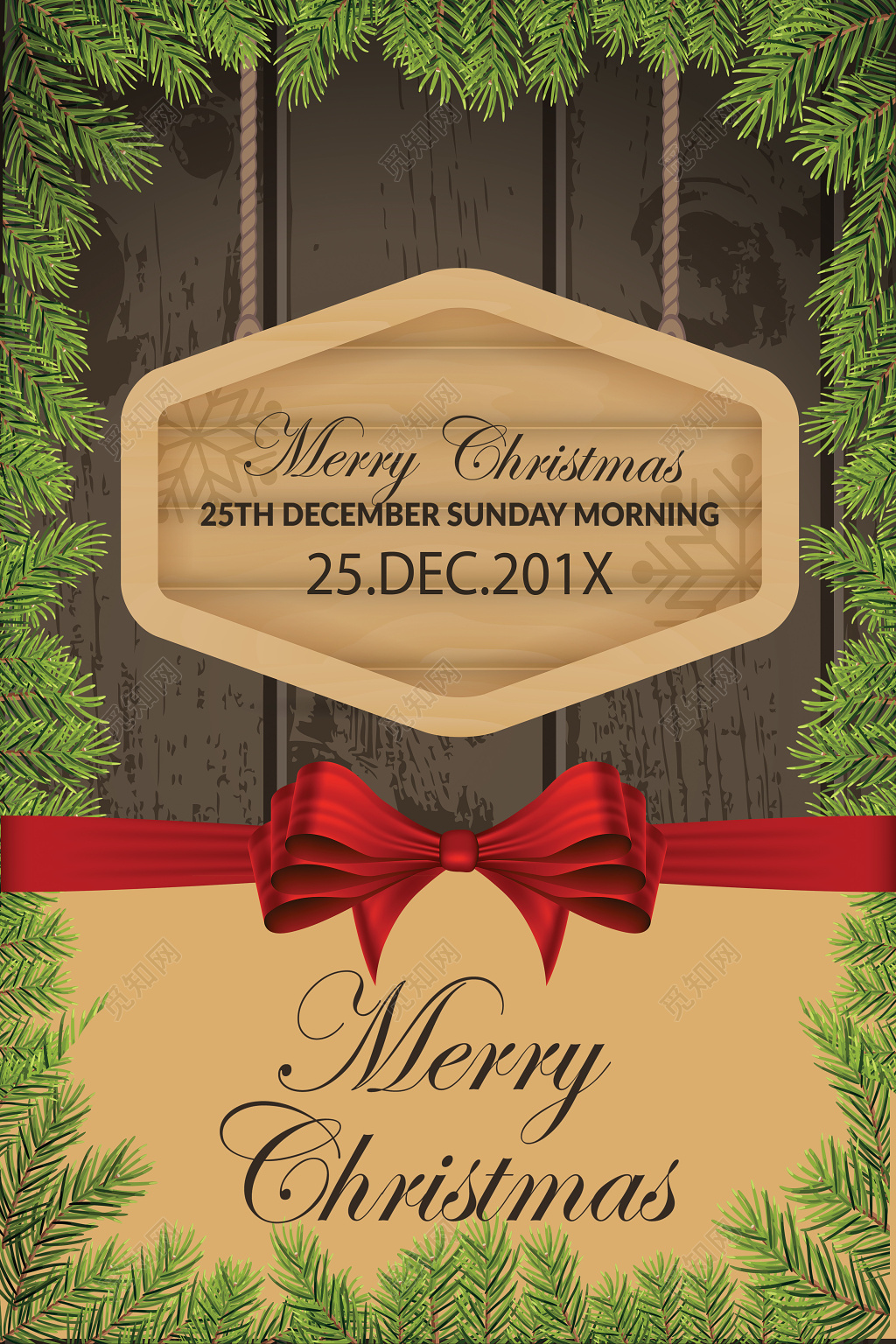 简约创意暗色贺卡平安夜圣诞节促销海报