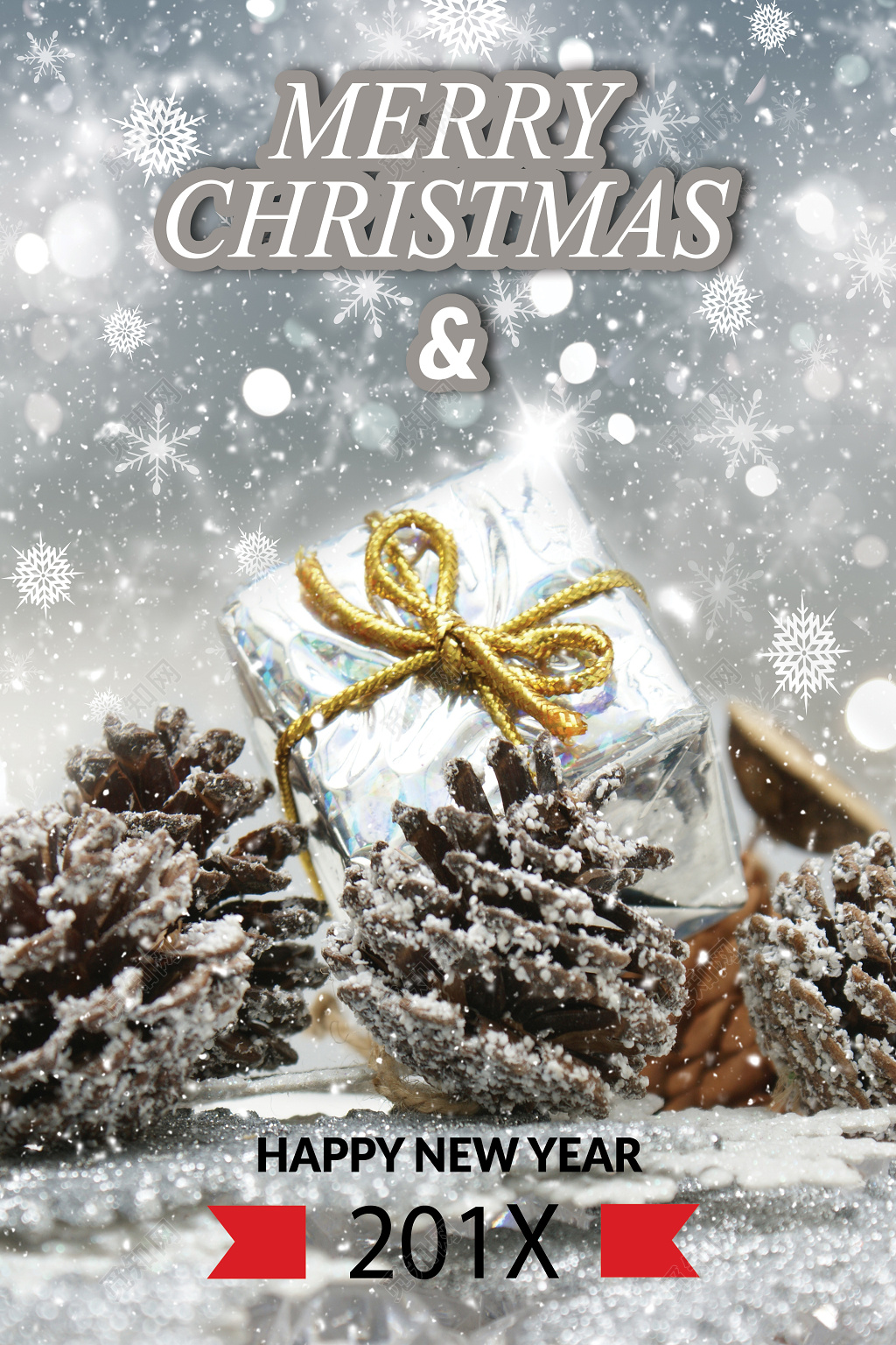 简约创意时尚白色圣诞树平安夜圣诞节促销海报