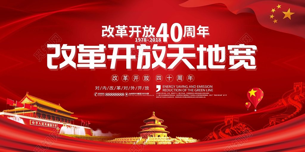 纪念改革开放40周年党建宣传展板设计 