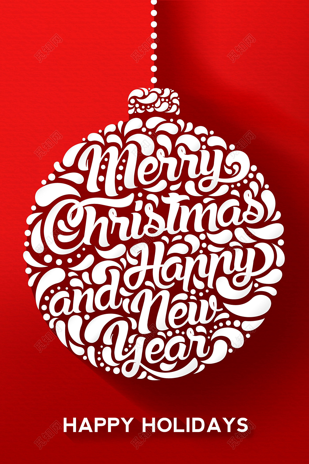 喜庆红色气球新年圣诞节圣诞促销海报