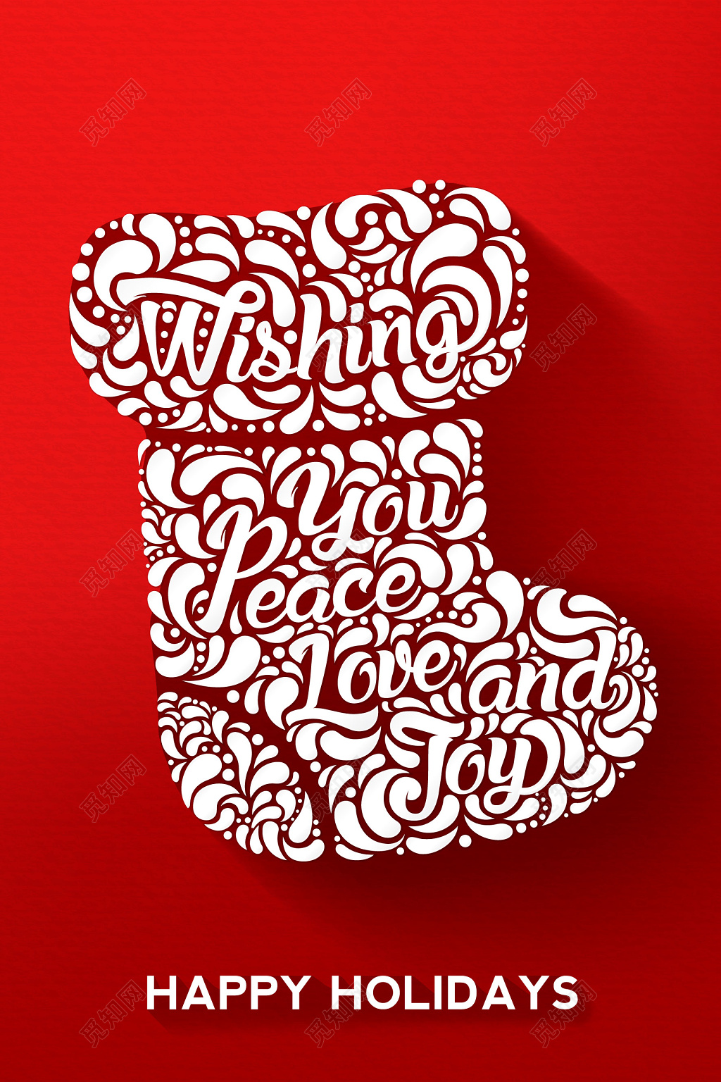 喜庆红色圣诞袜圣诞节圣诞促销海报