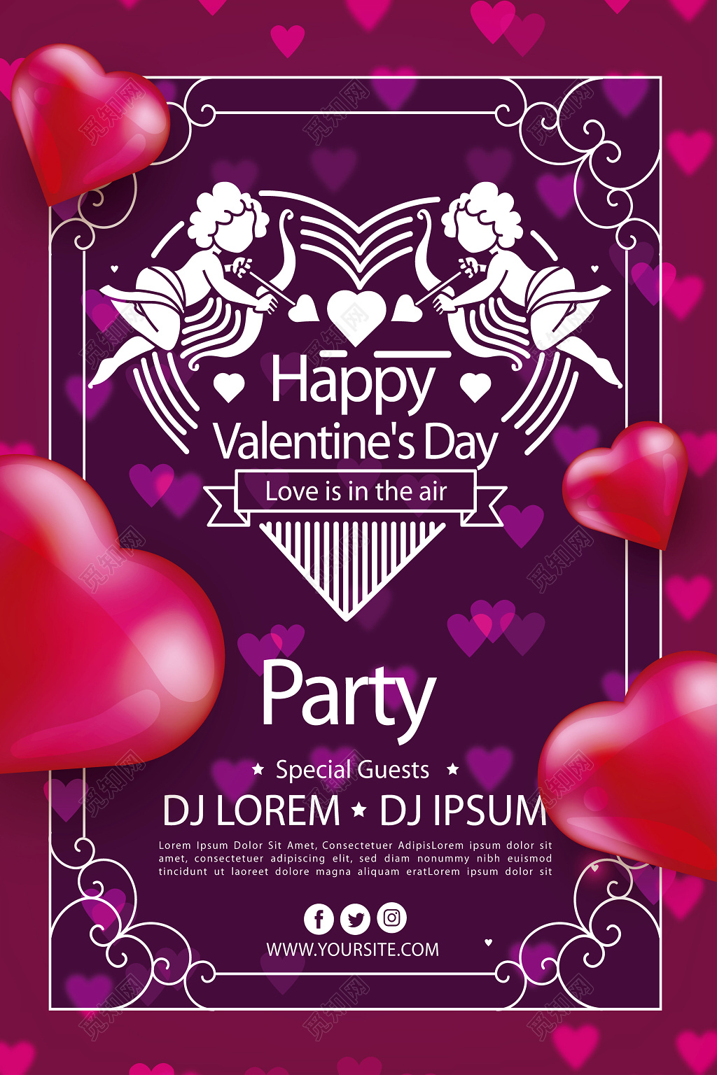 欧美创意情人节浪漫丘比特创意情人节促销海报