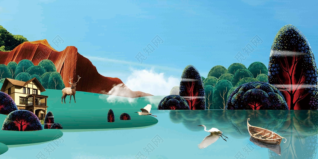 房地产开盘宣传促销风景水彩画海报