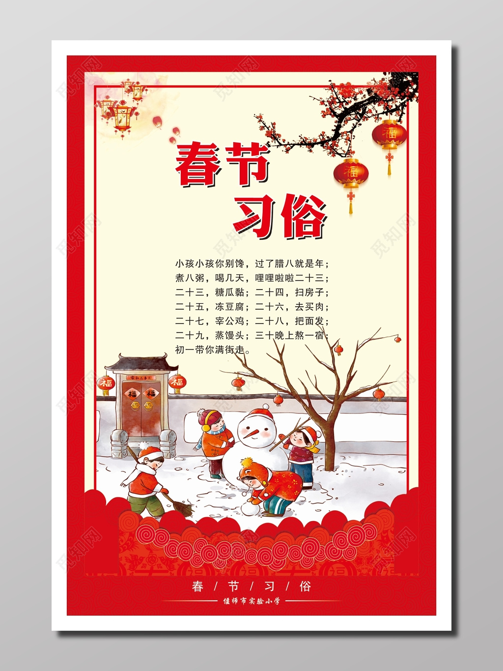 春节习俗宣传海报