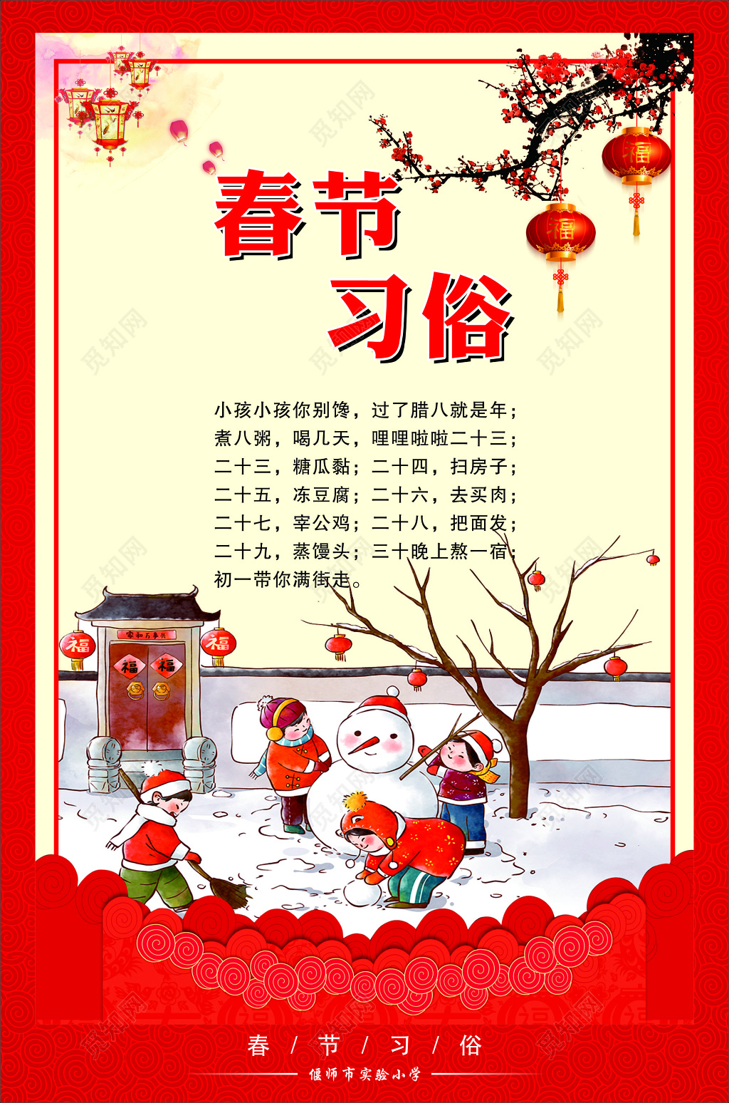 春节习俗宣传海报