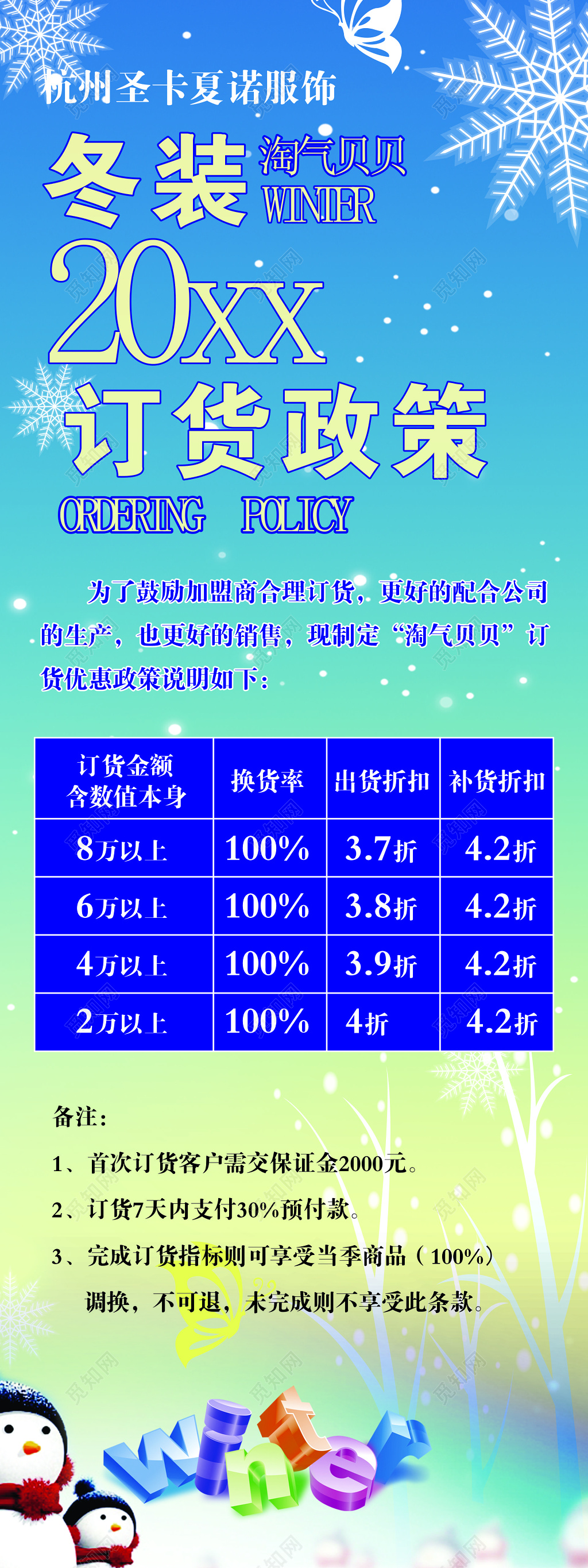 订货会冬装订货政策海报