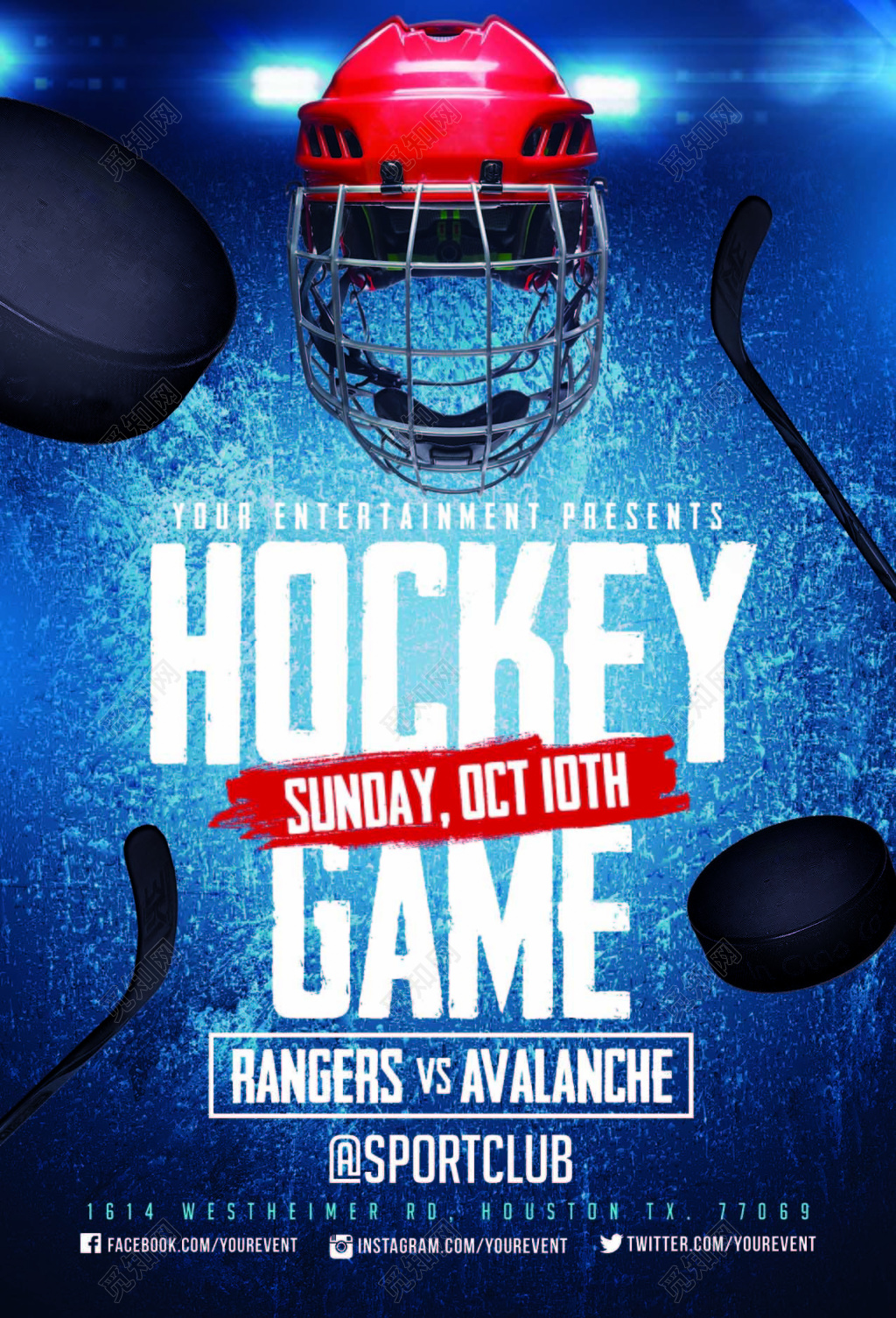 冰球比赛运动健身冬季热门运动海报模板