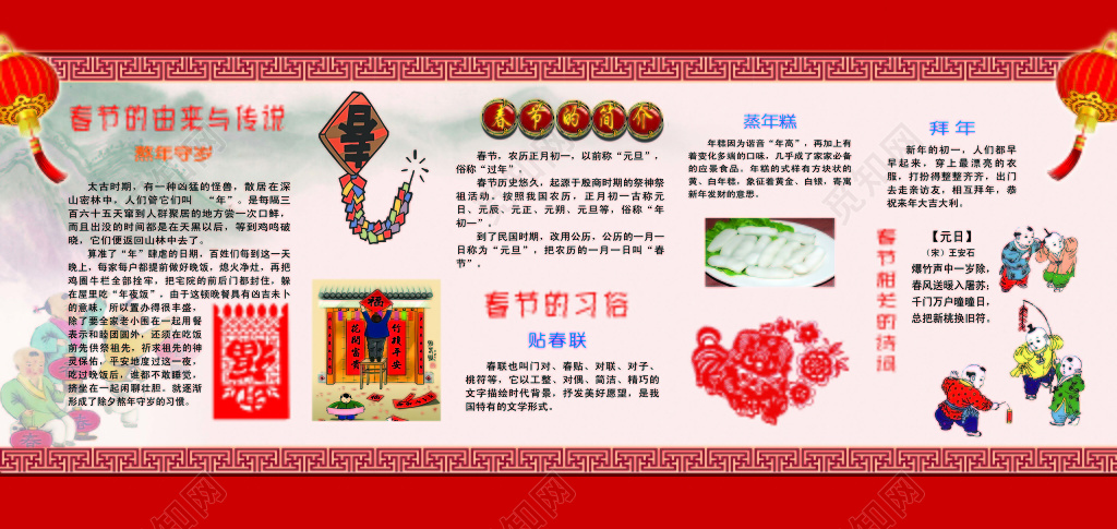春节的由来和传说新年2019春节过年猪年宣传栏模板
