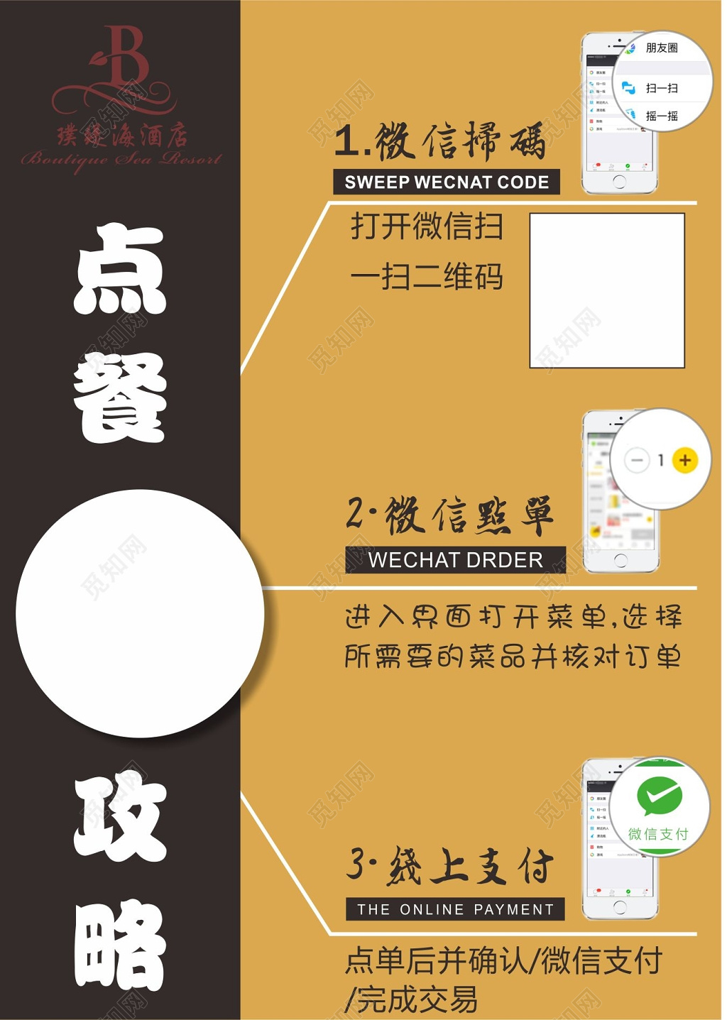 手机支付扫码点餐攻略海报模板