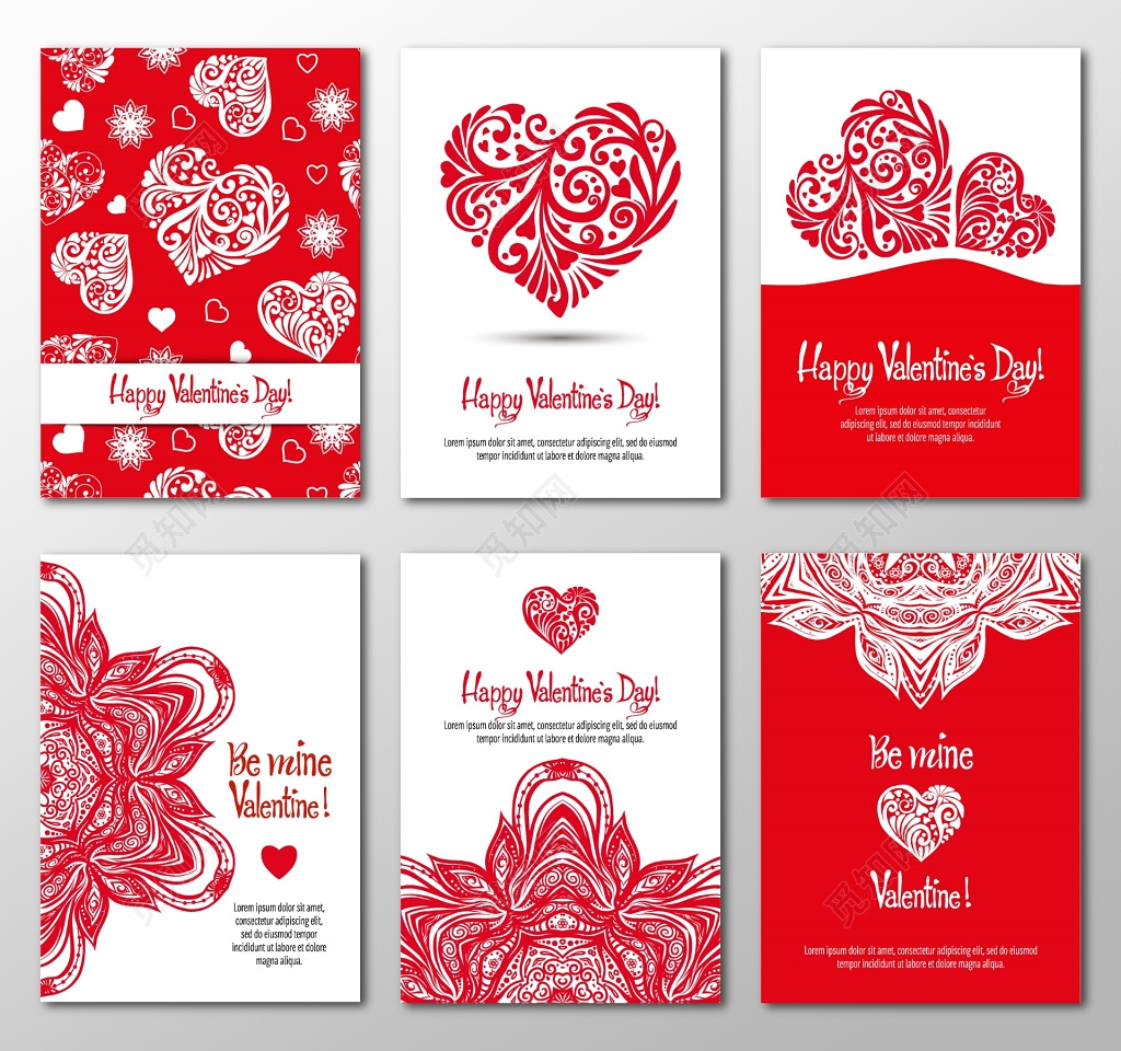 中国风红色情人节请柬卡片设计