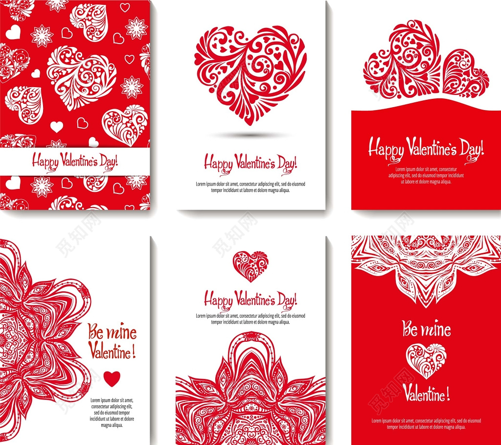 中国风红色情人节请柬卡片设计