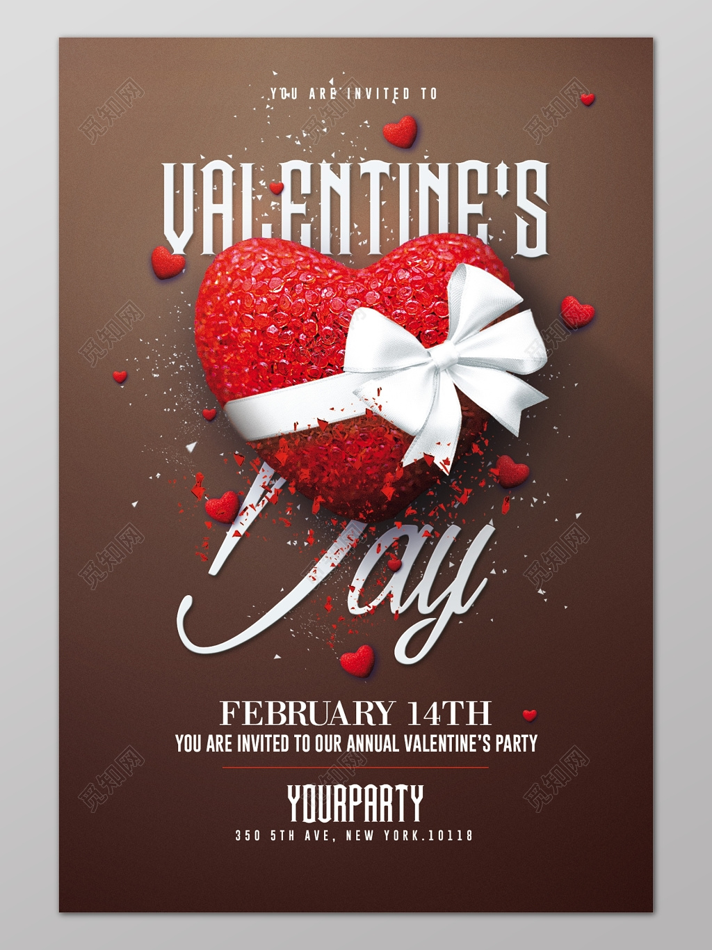 深色爱心蝴蝶结情人节派对214海报