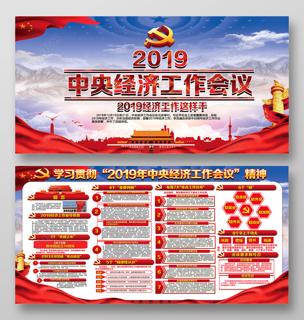 红色党建党政党课中央经济工作会议宣传栏