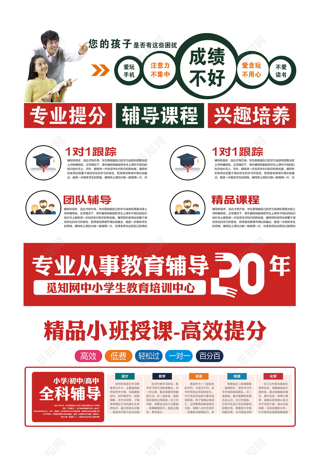 全科提升辅导班补习班培训班招生宣传传单