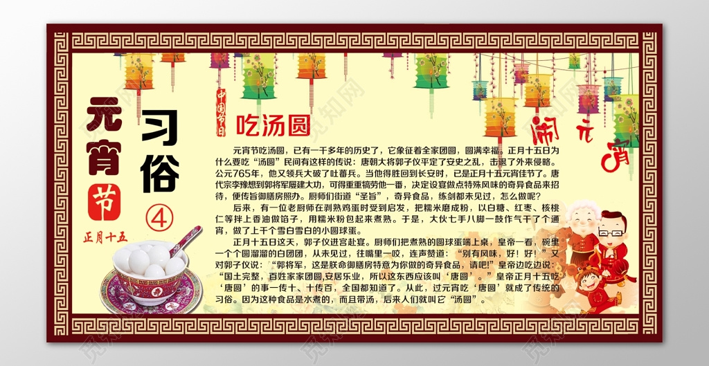 中国元宵节习俗吃汤圆闹元宵海报模板