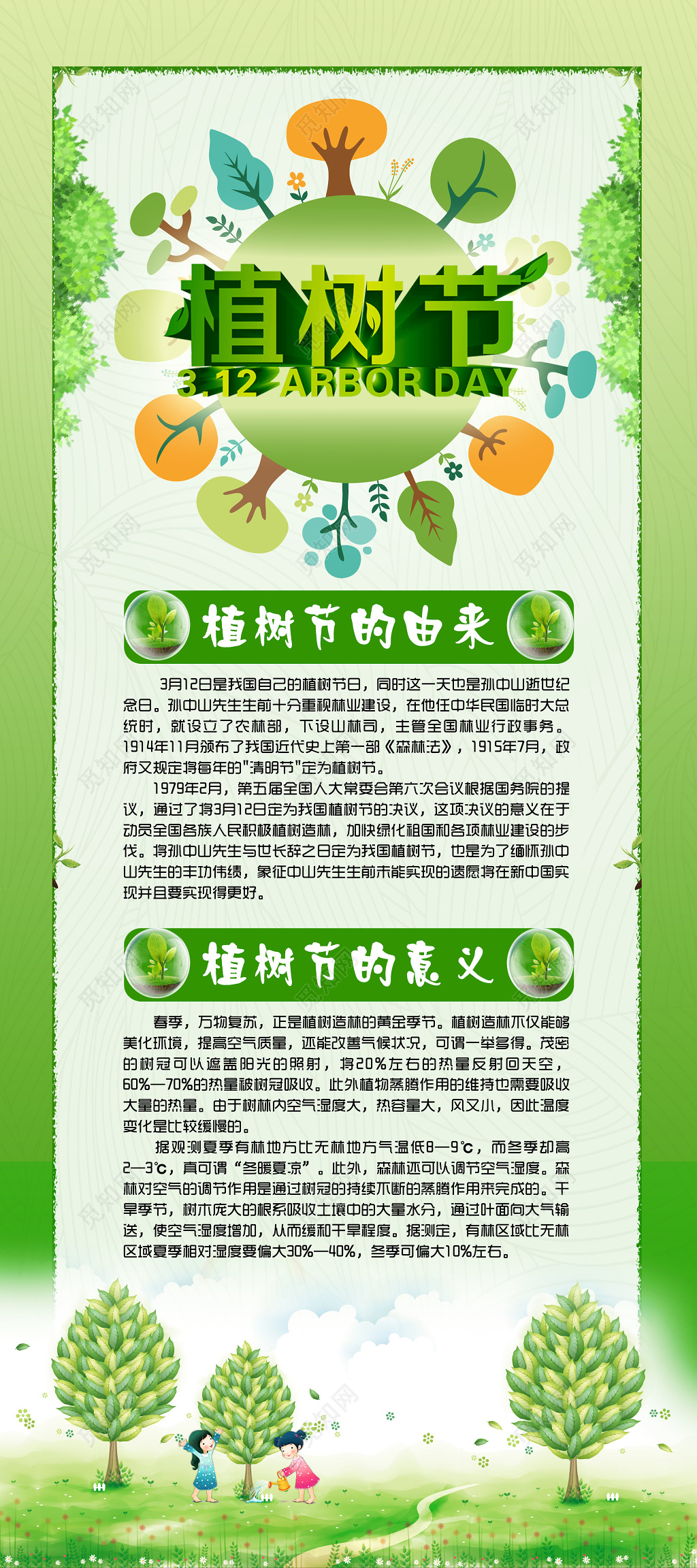 保护环境环境环保312公益草地树木植树节绿色海报