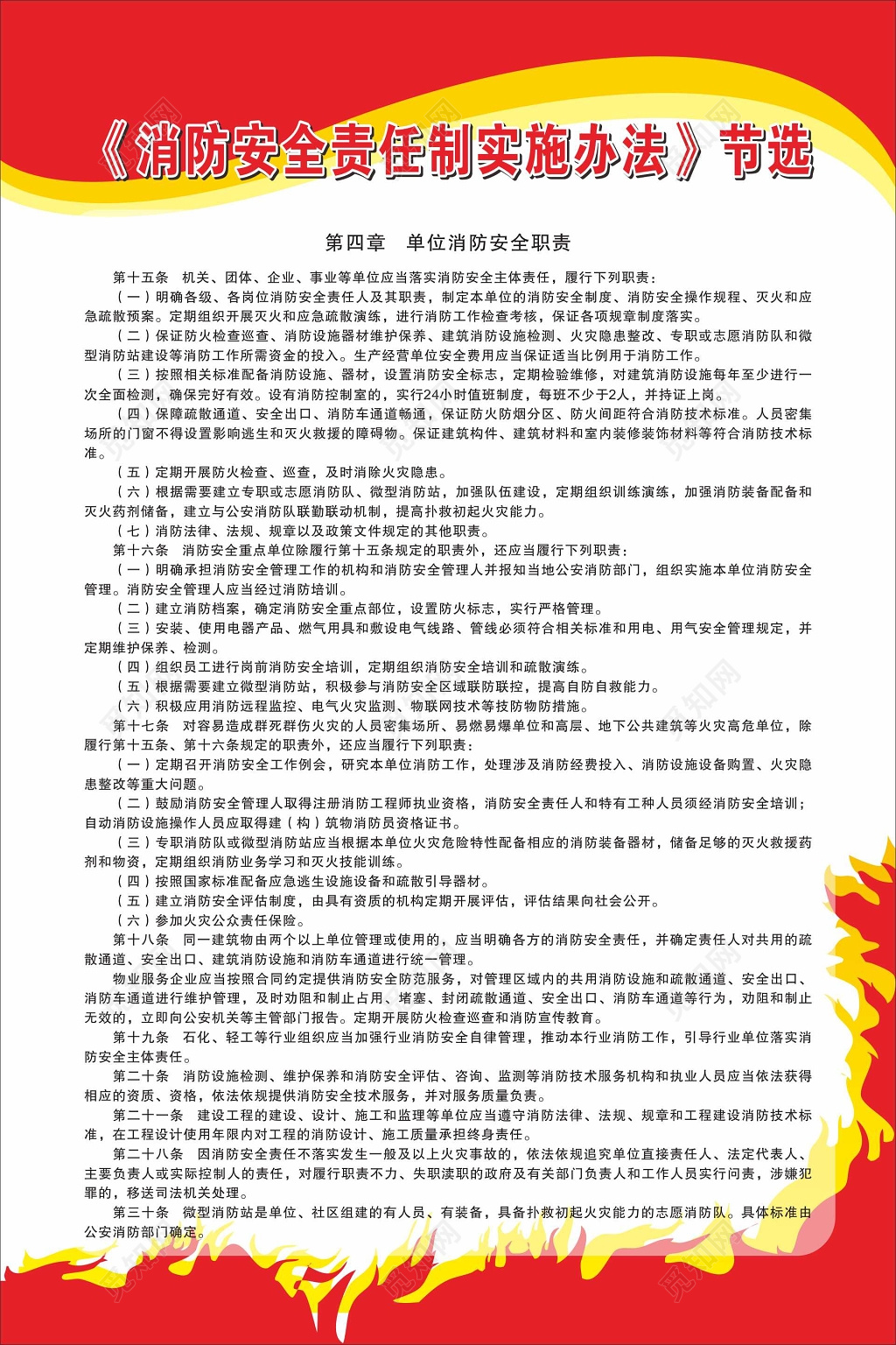 消防安全防范消防安全责任制实施办法宣传栏