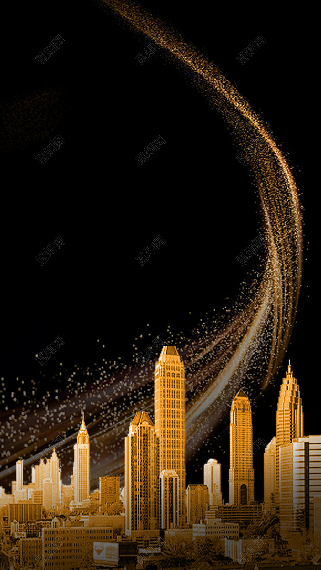 黑金楼房光线房地产促销介绍海报