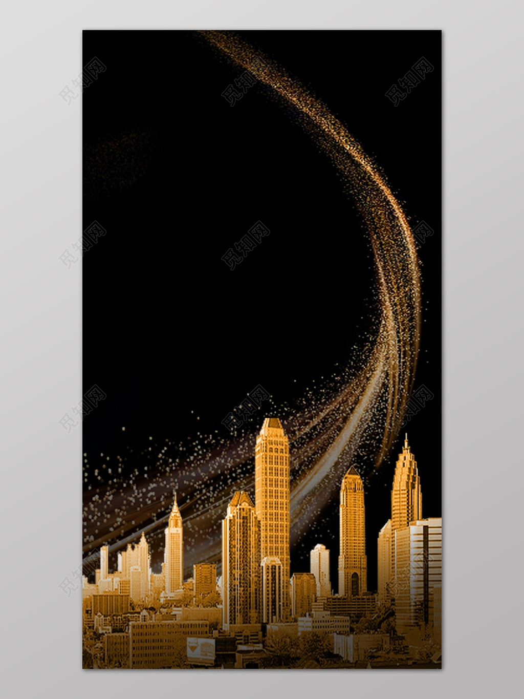 黑金楼房光线房地产促销介绍海报