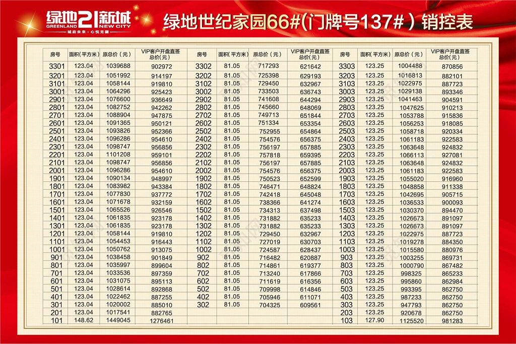 建筑房地产促销简约销控表房源表