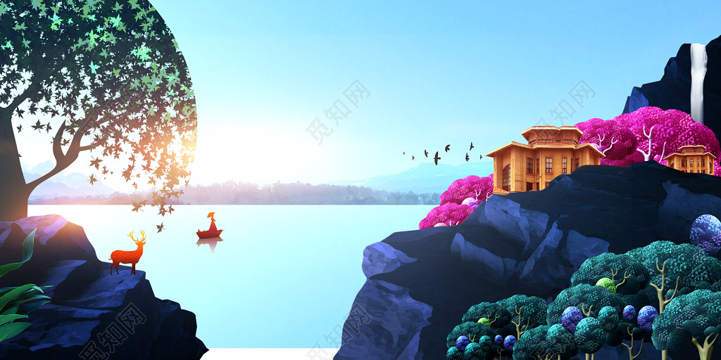 房地产促销介绍海景房亲近自然舒适海报模板