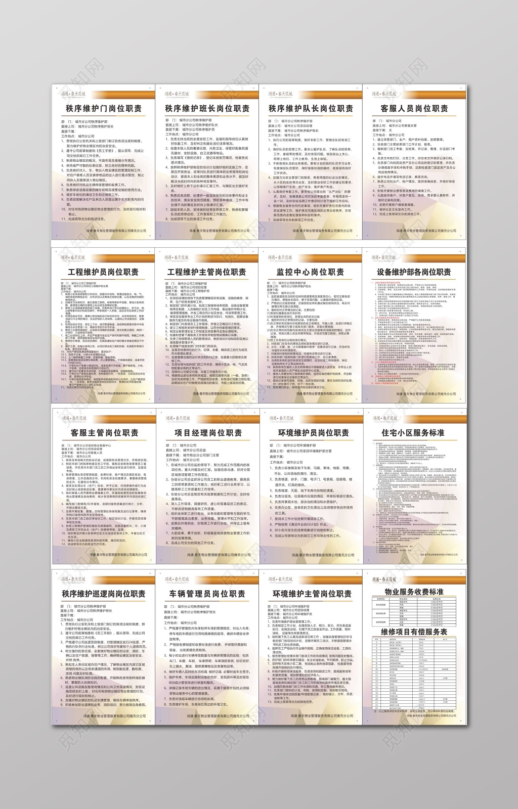 物业管理制度工作人员岗位职责宣传栏