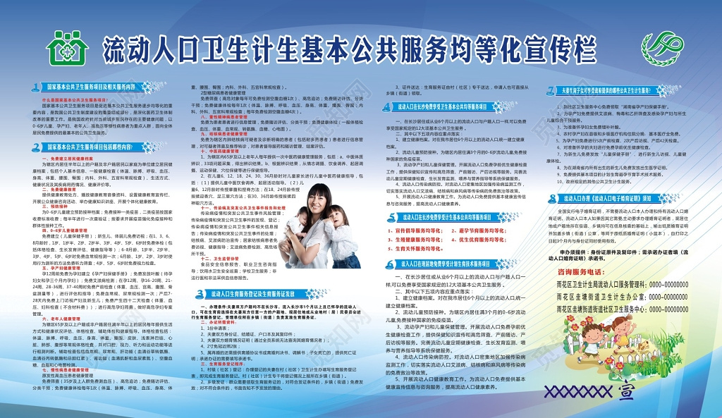 流动人口卫生计生基本公共服务均等化管理宣传栏