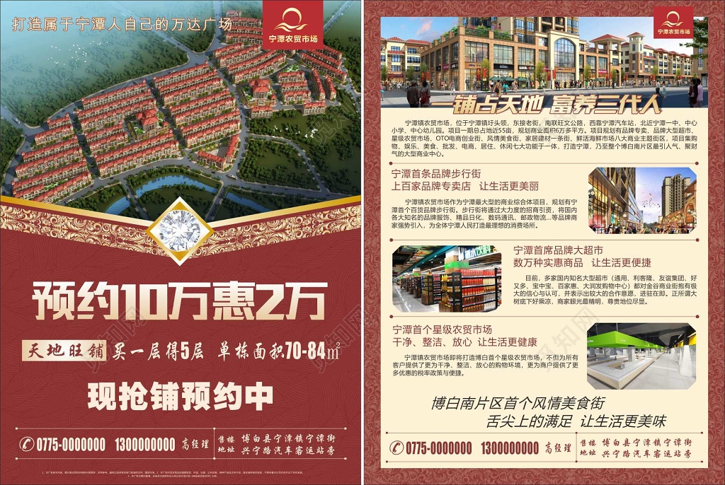 红色房时尚商铺地产促销介绍宣传单