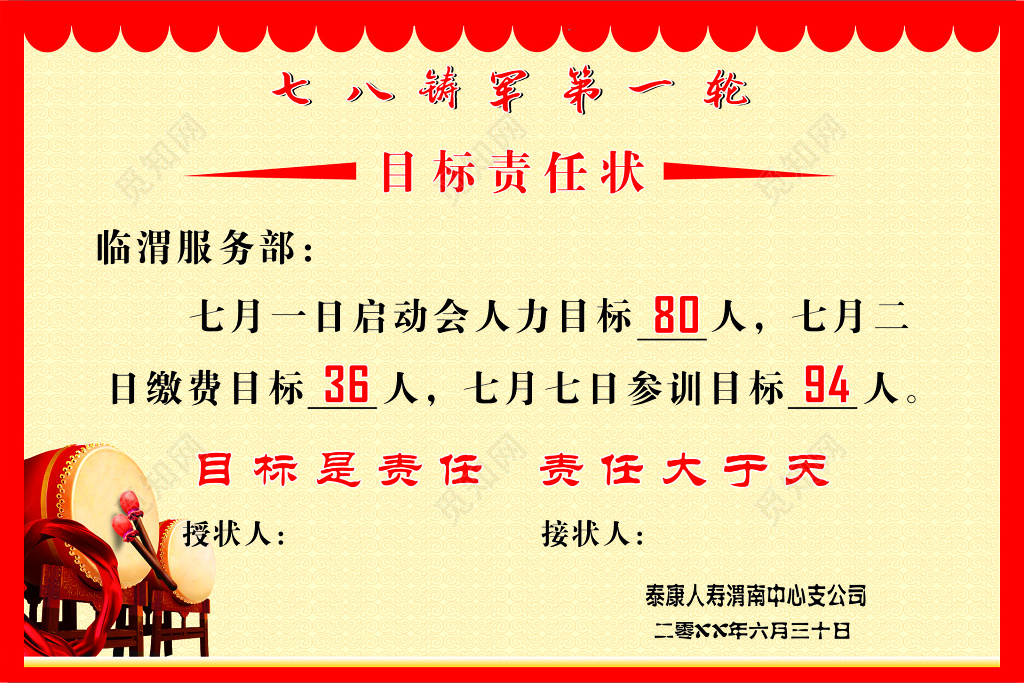 铸军第一轮目标责任状海报