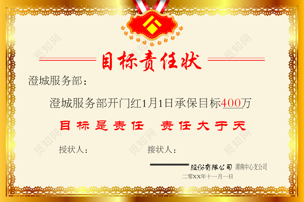 服务部目标责任状海报