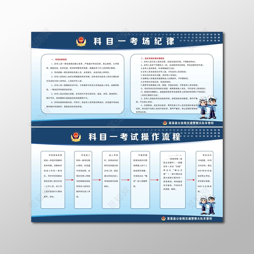 驾校考驾照科目一考场纪律考试操作流程告示