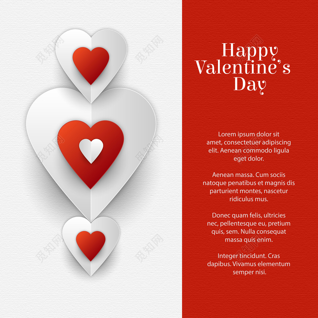 立体爱心情人节贺卡卡片模板