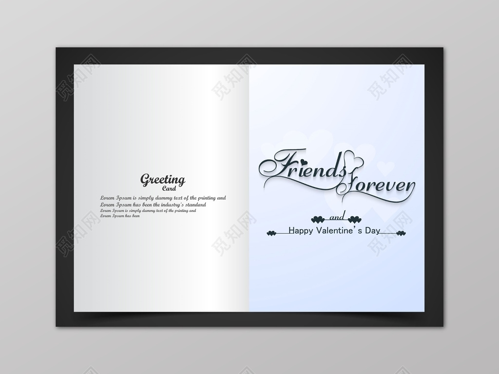 永恒情谊蓝色书页翻页情人节卡片贺卡