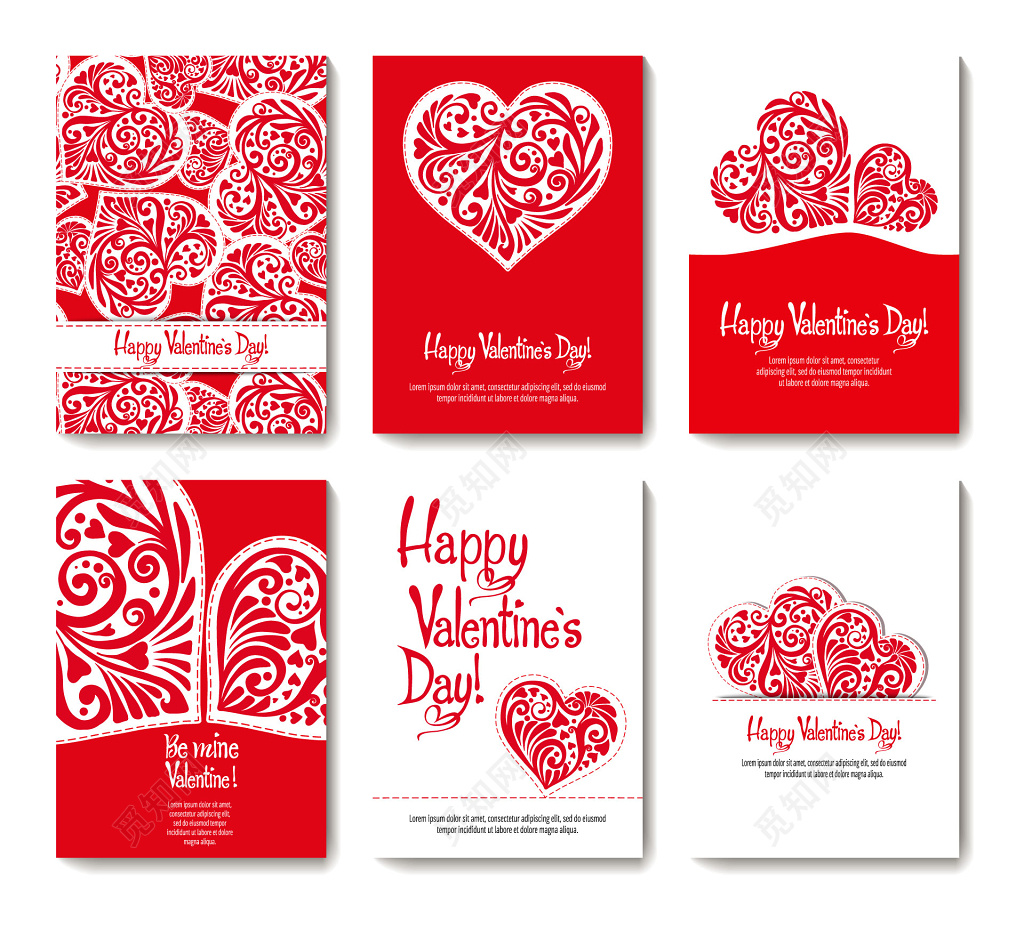 红色喜庆剪纸风格情人节卡片英文贺卡