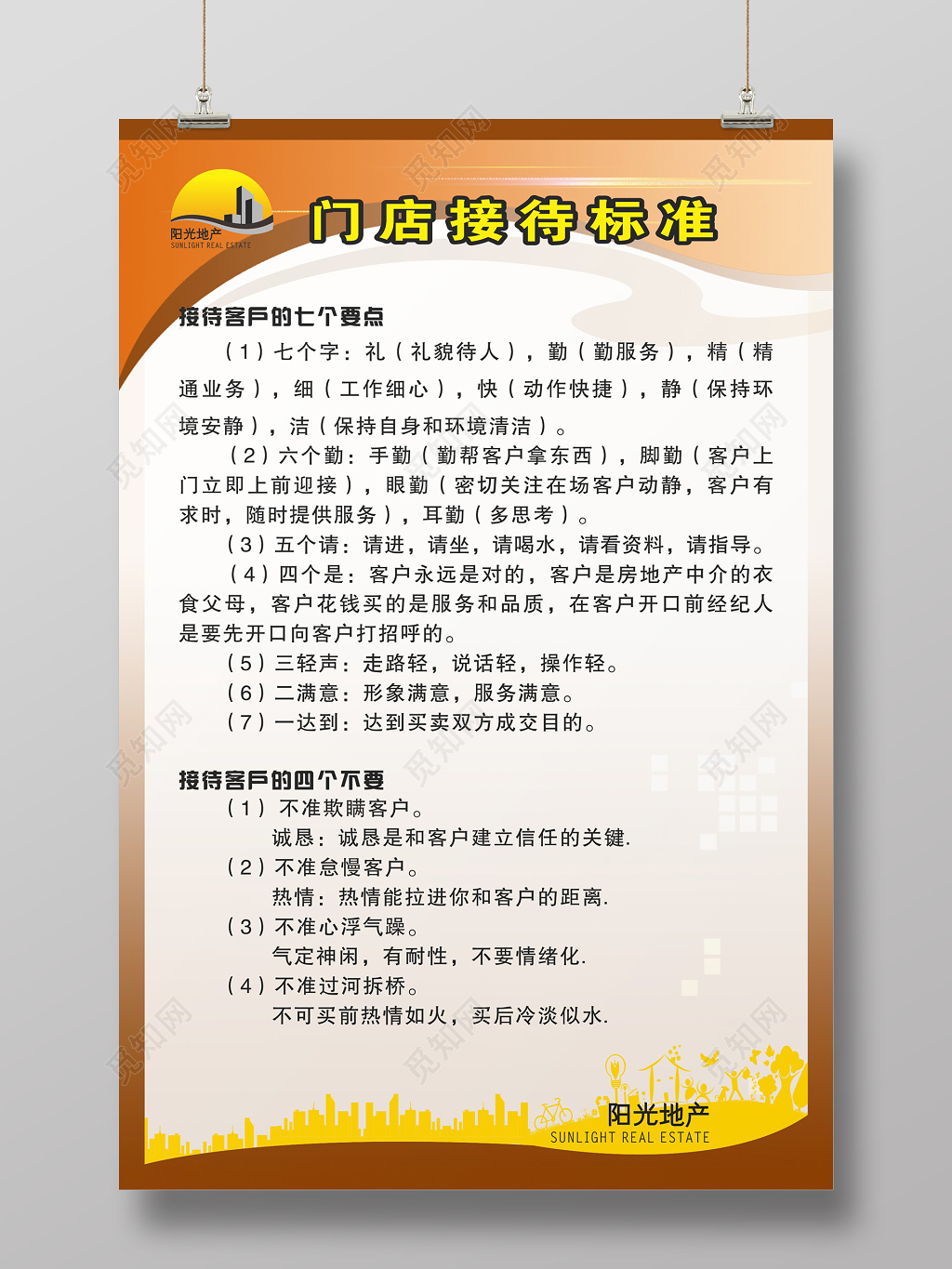 地产中介门店接待标准海报