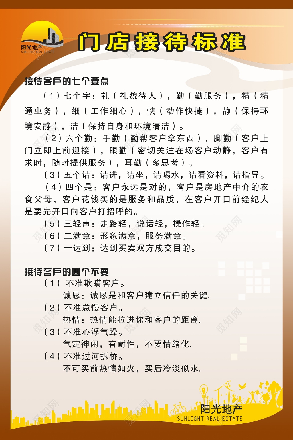 地产中介门店接待标准海报