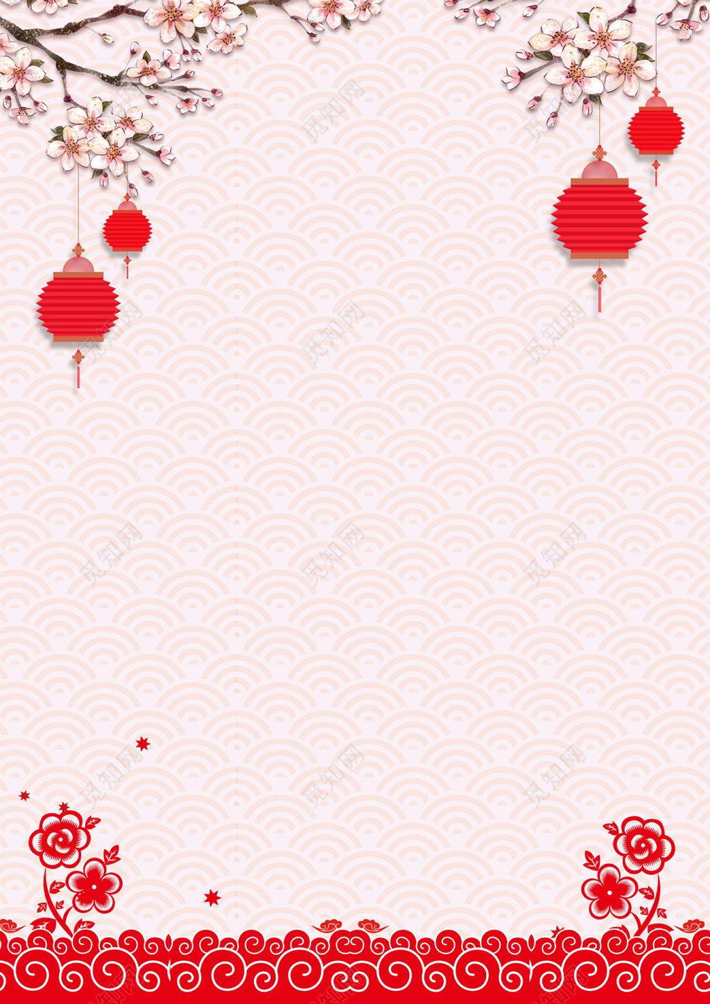 中国风剪纸梅花花卉2019猪年新年春节信纸贺卡