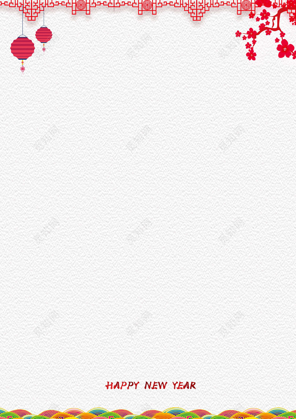 白色渐变底纹中国风梅花2019猪年新年春节信纸贺卡