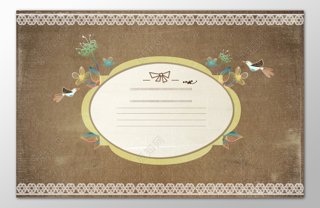 小清新唯美卡通手绘森系棕色信纸