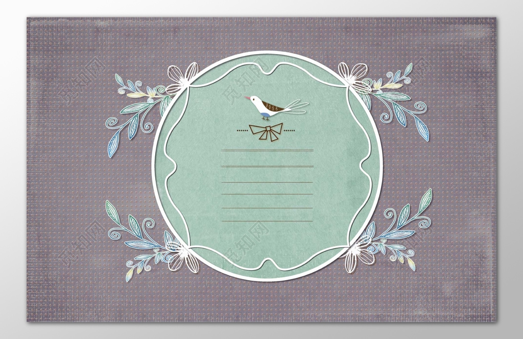 灰色小清新少女手绘鸟森系信纸